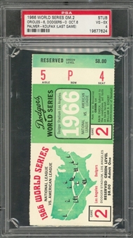 1966 World Series Game 2 Ticket Stub From 10/6/1966 - Koufax Last Game (PSA VG/EX 4)